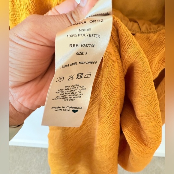 Johanna Ortiz Marigold Yellow Luna Miel Convertible Textured Crepe Midi Dress 8 - Picture 6 of 11